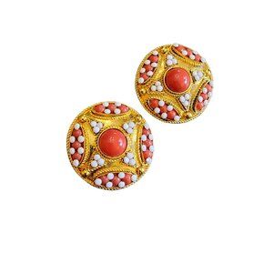 Vintage Huge 80's Resin Well Made Clip Earrings (A2786)